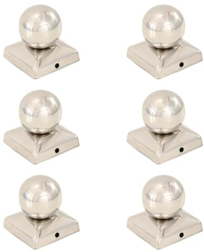 vidaXL 6x Pfostenkappe Kugelform Zaunkappe Pfahlkappe Zierkappe Abdeckkappe Zaunpfahlkappe Kugel Kappe für Pfosten Edelstahl 71x71mm