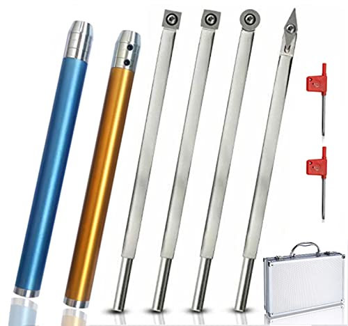 Carbide Wood Turning Tools for Lathe, Carbide Tipped Wood Lathe Chisel Turning Tools Sets and Accessories Woodworking Pen Turning Tools with ​2 Interchangeable Aluminum Alloy Grip Handle
