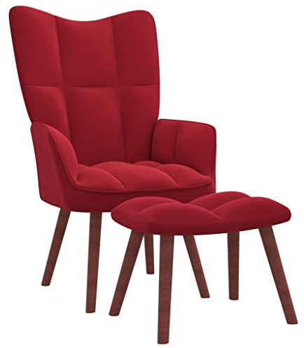 ZQQLVOO Relaxsessel mit Hocker Weinrot Samt, Loungesessel, Fernsehsessel Relaxsessel, Schreibtischstuhl, Stuhl für Schlafzimmer, Wohnzimmer, Arbeitszimmer, Büro