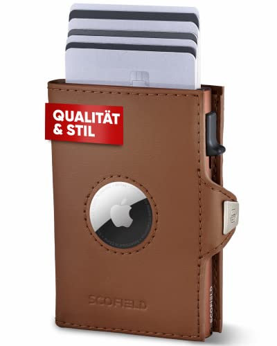 SF SCOFIELD | Airtag Wallet mit Münzfach Herren | Airtag Geldbeutel RFID - Schutz | Geldbörse für 9-10 Karten | Portmonee Herren | Portemonnaie | Kartenetui für Apple Air Tag | Wallets for Men Klein