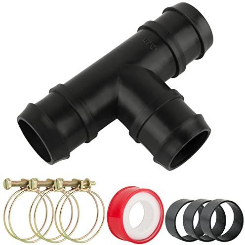 BOFUNX Tee Raccord Adaptateur de Tuyau à 3 Voies D'arrosage Jointure de Tuyau pour Tube 38mm + 3pcs Joints Torique+3pcs Collier de Serrage Système Irrigation Jardin Piscine Agriculture