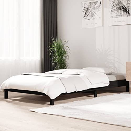 Homgoday Stapelbett schwarz 75x190 cm Massivholz Kiefer