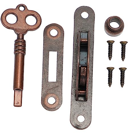 BESTonZON 2 Sätze Halbrundes Seitenschloss im Retro-Stil Eisenschloss Möbel Doppelrolle Retro-Möbelschloss Hardware-Möbelschloss Schubladenschloss aus Eisen Antiquität Schrankschloss