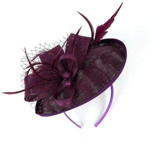 PJQUEKAIPJ Fascinator-Hut für Damen, Sinamay-Feder, Teeparty, Pillbox, Blume, Derby