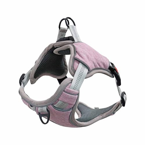 Monkimau Hundegeschirr Gepolstert Atmungsaktiv Brustgeschirr Geschirr für Hunde Welpengeschirr Reflexstreifen Sichere Führung Einstellbar Weich No-Pull (pink, S)