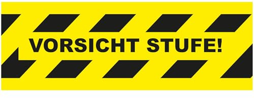 Indigos UG - Schild Vorsicht Stufe - 297x105 - Hotel, Firma, Schutz, KITA, Arzt, Praxis - Sicherheit - Warnung - Aluverbundplatte 3mm, Wohnung - Hinweisschild - Warnschild
