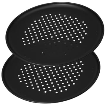 Zenker Lot de 2 plaques à pizza perforées 32 cm | Cuisson plus croustillante sans humidité, Fond perforé pour l air chaud, Acier noir 32 x 32 x 1,5 cm, Four 230 C