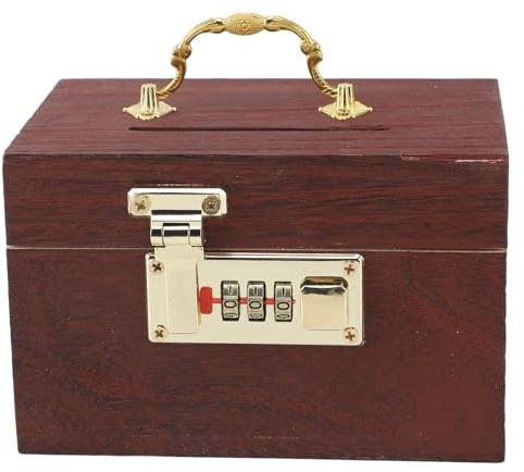AONYAYBM Schmuckkästchen mit Deckel, Abschließbare Geldaufbewahrungsbox aus Holz mit Passwortschloss, Vintage-Schatztruhe aus Holz mit Griff für Zuhause, Hochzeit,(Ohne gesäumte Kanten)