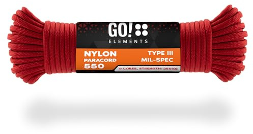 GO!elements Paracord Seil aus reißfester Nylonschnur - 4mm Paracord 550 Typ III Schnur - geeignet als Allzweckseil & Reepschnur - Max. 250kg