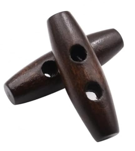 20 edle Knebelknöpfe 35mm braun dunkelbraun - Holzknöpfe Jackenknöpfe Zweilochknöpfe zum annähen ovale Bastelknöpfe Mantelknöpfe
