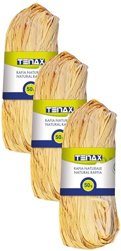 TENAX Raphia Naturel 50 g, Ligature pour Plantes et Jardinage, Ficelle pour Artisanat, Bricolage, Décoration et Ligature Bouquets Floraux et Paquets-Cadeaux (Lot de 3)