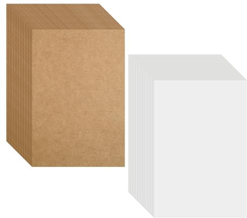 Postkarten Blanko 100 Stück, Kraftpapier Postkarten 14,5 x 9,5 cm Kaftpapier Karten Postkarten Karteikarten Blanko Karten zum Selbstgestalten für DIY Kreative Bastelprojekte (Braun/Weiß)