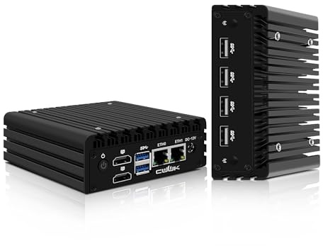 CWWK X86-P5 N100 Mini PC Fanless, Firewall Appliance Mini Computer with 2 x i226-V 2.5GbE LAN, OPNsense Micro PC Barebone DDR5 NO RAM NO SSD, Dual 4K Display, 4 x USB2.0, AES-NI