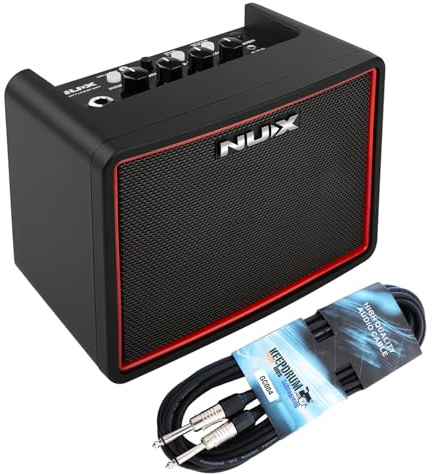Nux Mighty Lite BT MKII Bluetooth Modeling Gitarren-Verstärker für E-Gitarre und Bass mit keepdrum Klinkenkabel