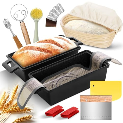Aollewoiti Cast Iron Loaf Pan with Lid