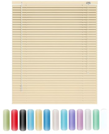 Jalousie Aluminium 25cm 45cm 50cm 70cm 90cm 100cm 120cm 160cm Breit, Alu-Jalousetten, Sichtschutz, Jalousette Horizontale tür Fenster Innen Außen Küche Haushalt(Light Yellow)