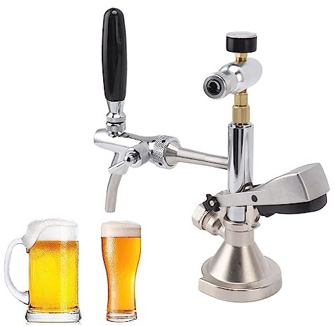 FZCXHONJ Stainless Steel Brass Beer Keg Pump, 4in Party Beer Pump, Beer Keg Pump Tap, Reusable Draft Beer Kegerator Pump with Pressure Gauge for Home Picnic Bar Wedding Events Family Gatherings
