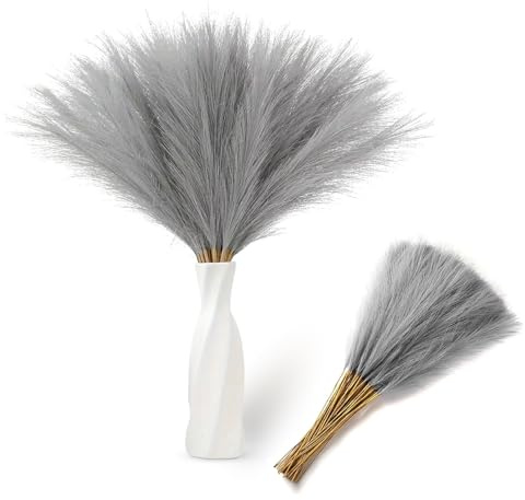 RXKFIGX 30 pcs Pampas Grass Artificial, 55cm Grey Pampas Grass Deco, Pampasgra Deco Dried Flowers Dried Flowers Deco Artificial Flowers Plants for Wedding Office Bedroom Living Room