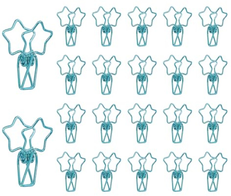 PATIKIL 30 Piezas De Clip Grapa Para Oficina De Papel 1.2 Pequeñas Grapas De Metal Con Diseño De Estrella Y Cola Larga Para Colgar Fotos Ropa Paquetes De Comida Hogar Oficina Azul
