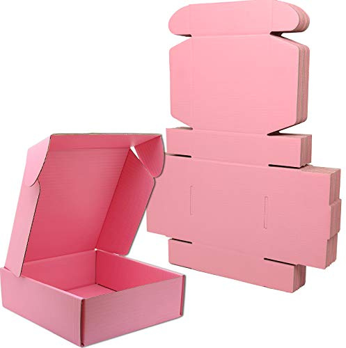 Cenoid Små Postlådor, 20 x 20 × 10 cm, Rosa Postpaket Försändelsekartong Papperslådor för Post, Försändelse, Leverans, Förpackning för Små Företag (Paket med 25)
