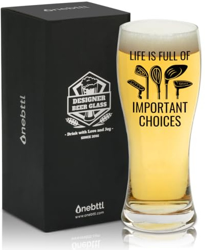 Onebttl Golf Gifts for Men, Golf Beer Glass 15oz (443ml) for Men, Boyfriend, Dad for Christmas, Birthday, Father's Day - Choices