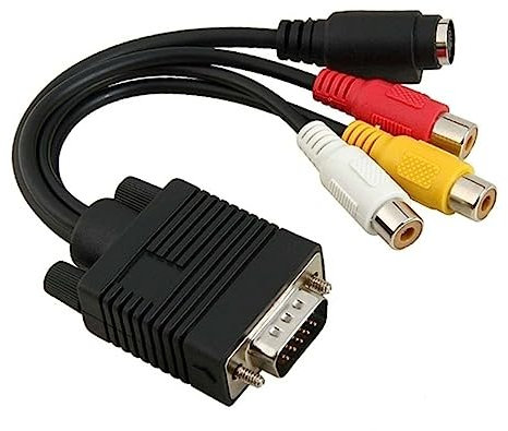 Tofficu Vga to 3 Rca Adapter Converter Cable Compatible Nv6 Series Vga to S-video Adapter for Computer Monitors and Home Av Systems