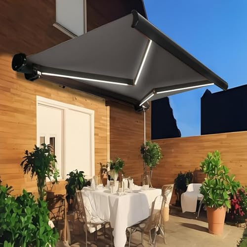 Tenda da sole motorizzata retrattile per patio, gazebo elettrico per terrazza e balcone, riparo esterno resistente ai raggi UV e all'acqua, 3 x 2,5 m parasole da giardino