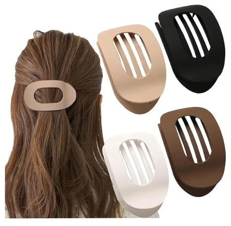 4 Stück Haarklammern für Damen, Neutrale Farbe Matt Flache Haarklammern, Französisches Haarspangen Damen, Flach Sicherer Halt Innenzähne Haar, für Dickes und Dünnes Haar