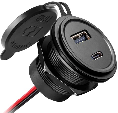 acegoo 12 V USB-uttag 48 W Campervan USB-uttag, 30 W PD3.0 och 18 W QC3.0 helt i aluminium vattentät laddare, snabbladdning för husbil, båt, buss, bil, lastbil, ATV, golf (1-pack)