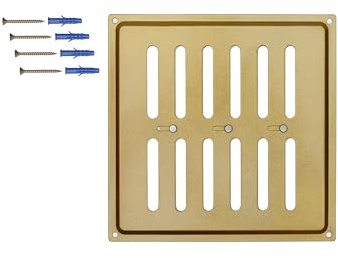 DEMLOU Kvadratiskt Justerbart Ventilationsgaller 20x20 cm – Guld RAL 1036 Pulverlackerad Luftventil i Stål med Rörliga Lameller – Vägg- eller Takventil.