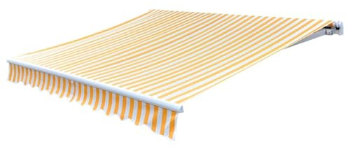 Gecheer Tendone parasole in tela arancione e bianco 450x300 cm, ombra fresca e protezione UV, tessuto in poliestere resistente, tenda da sole per giardino patio terrazzo