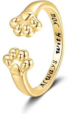 Deyanse Bague d'étreinte pour femme en argent avec cœur, chien, ange, patte, maman, bébé, bague d'amitié ouverte avec zircone, cadeau avec carte de vœux, Cuivre