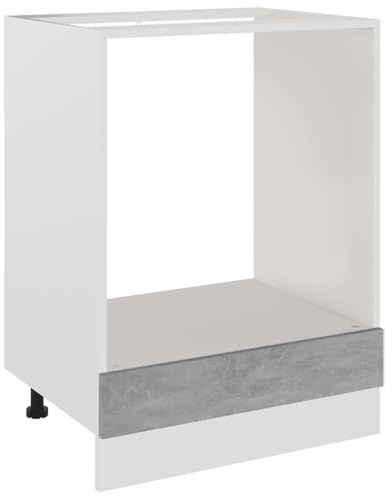 Yisssmeng Herdumbauschrank Lyon Küchenunterschrank für Backofen, 60x46x81,5 cm, Holzwerkstoff in Betongrau, Moderner Küchenschrank für Einbaubackofen ohne Arbeitsplatte