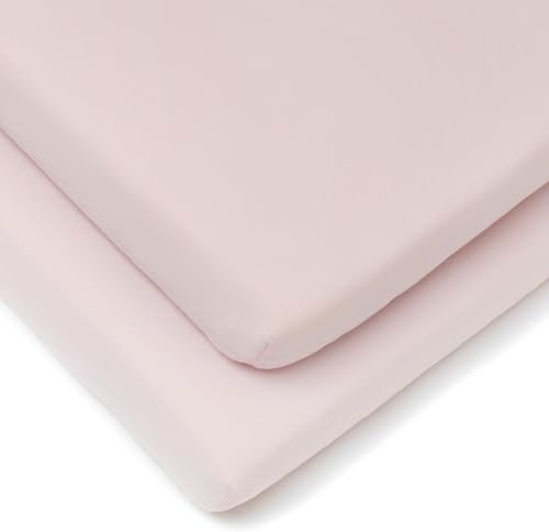 Clair de Lune Cot Bed Fitted Sheets 140 x 70 cm 100% Soft Cotton Jersey (Pink, Pack of 2)