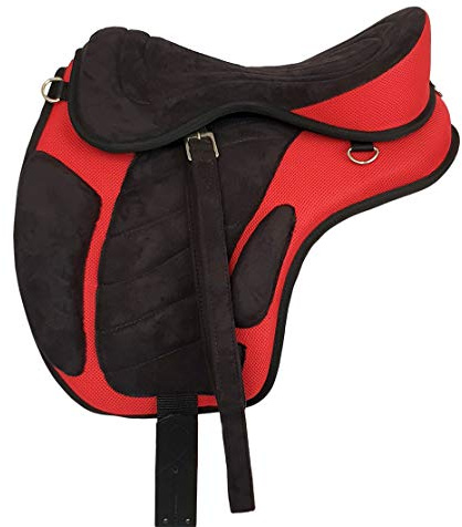 A&M Reitsport Baumloser Wanderreit Sattel Liberty Schwarz/Rot NEU+ Zubehör, Größe:18 Zoll