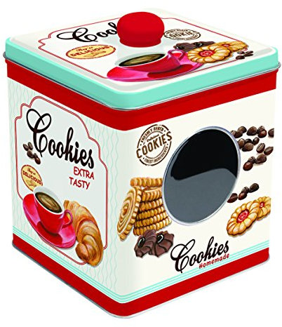 R2S 092CKIE Boîte à Biscuits Métal Multicolore 13,5 X 13,5 X 17 cm