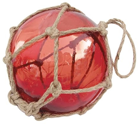 Sea-Club Fischerkugel Maritime Deko Glas & Tauwerk/Sisal Ø=18cm rot