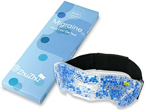 Zhu-Zhu Ice Pack for Migraine Relief - Gel Head Wrap for Effective Headache Relief with Hot & Cold Therapy, Reusable and Adjustable for Optimal Comfort in Migraine and Tension Pain Management