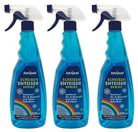 Preisjubel 3 x 1L karipol Scheiben Enteiserspray, Scheibenenteiser-Spray, Scheibenenteiser