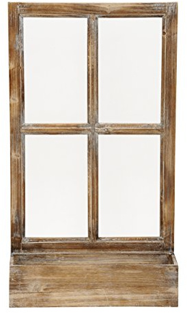 HSM Deko-Fenster Fensterrahmen mit Pflanzkasten Holz Natur Shabby