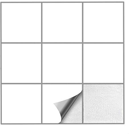 Kiwistar Fliesenaufkleber Weiss 10 Seidenmatt - 15 x 15 cm - 25 Stück - Klebefliesen Fliesenmuster Stickerfliesen Wandfliesen überkleben
