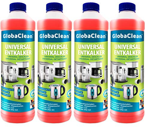 GlobaClean Universal Entkalker Kaffeevollautomat 4x 750 ml - Entkalker Kaffeemaschine für alle bekannten Marken geeignet - für 24 Entkalkungen a 125ml