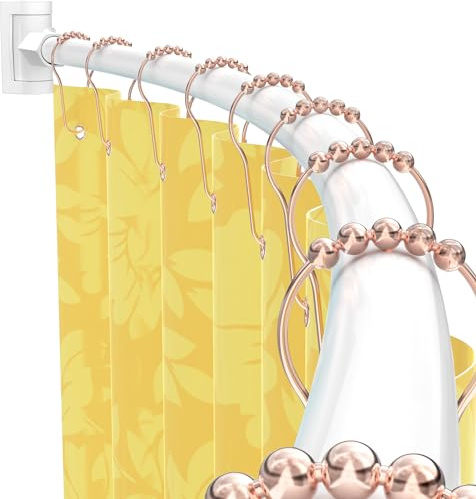 Barra de cortina de ducha curvada para baño, ajustable de 97 a 183 cm