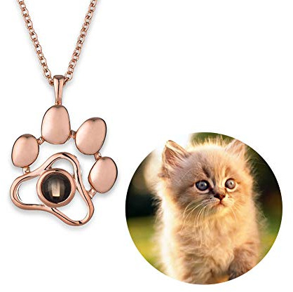 N/B Gedenkgeschenk für Katzen und Hunde, personalisierbar, mit Foto und Gravur, Geschenk für Haustierliebhaber, Beileidsgeschenk in Roségold, in Erinnerung an Kätzchen oder Welpen