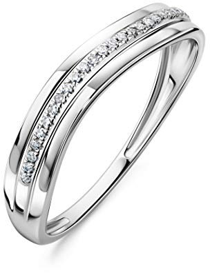 OROVI Schmuck Damen Ring Weißgold 0.06 Ct Diamant Ewigkeitsring 9 Karat (375) Gold und Diamanten Brillanten