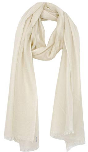 Bovari Kaschmir Schal Damen - 100% Kaschmir - Extra Leicht/Hauchzart - Premium Cashmere - extra dünner Schal/Ganzjahresschal - 200 x 70 cm (Hell-Beige/birch)