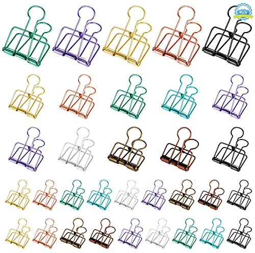 Foldback Klammern 33 Stück Kreativ Hohl Binder Clips 91*49mm/57*32mm/40*20mm Lange Schwanzklammer Metall Büroklammern Deko Dokumenten Clips für Papier Fotos Lebensmittelbeutel (Zufällige Farben)