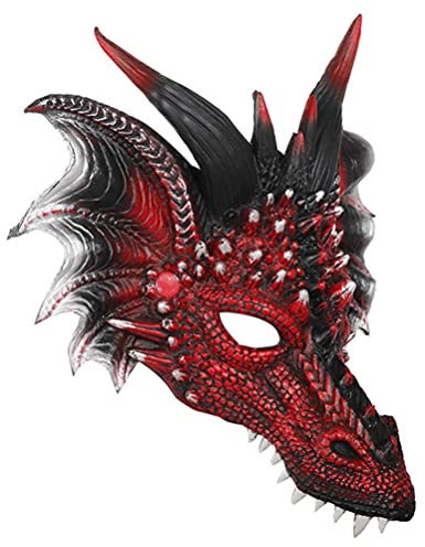 Horror Masken 3D Drachen Halloween Halbe Gesicht Cosplay Red Dragon Scary Tier Masken für Erwachsene Halloween Kostüm Party Requisiten 3d Drachen Gesichtsmaske