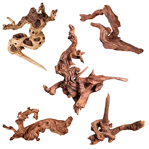 majoywoo Natural Small Coral Driftwood for Aquarium Decor Fish Tank Decorations, Assorted Driftwood Branch 4.5-7.5 5 Pcs, Reptile Decor