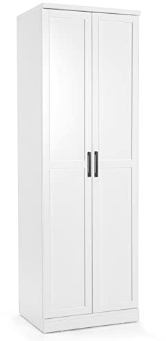 Giantex 70 Tall Wooden Storage Cabinet with 2 Doors and 5 Adjustable Shelves, Freestanding Collection Food Kitchen Pantry Cabinet Cupboard for Kitchen Laundry Garage (White)